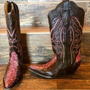 Corral Indian Pink/Brown Python Triad Boots